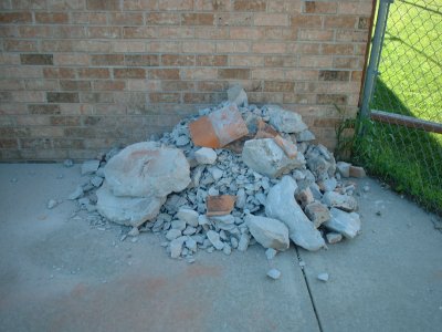 Pile of rubble from the old cap.